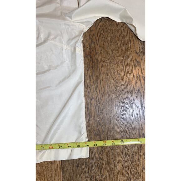 Vintage LADY MANHATTAN Ivory Blouse 1960s Tropical Embroidery In Aqua Sz 14 USA - Picture 6 of 8